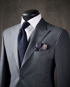 charcoal suit with white shirt