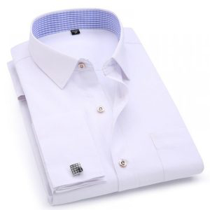 قميص أبيض ذو معصم مزدوج